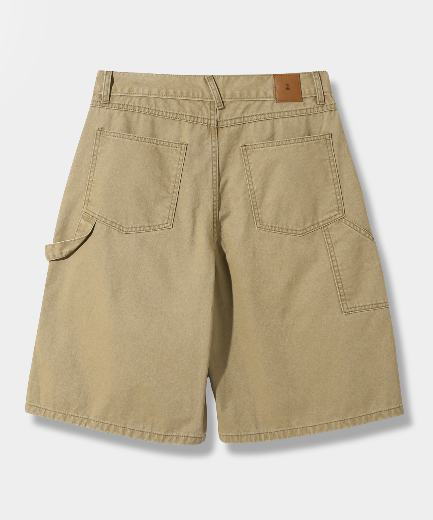 BIO-WASHING CARPENTER BERMUDA COTTON PANTS_BEIGE