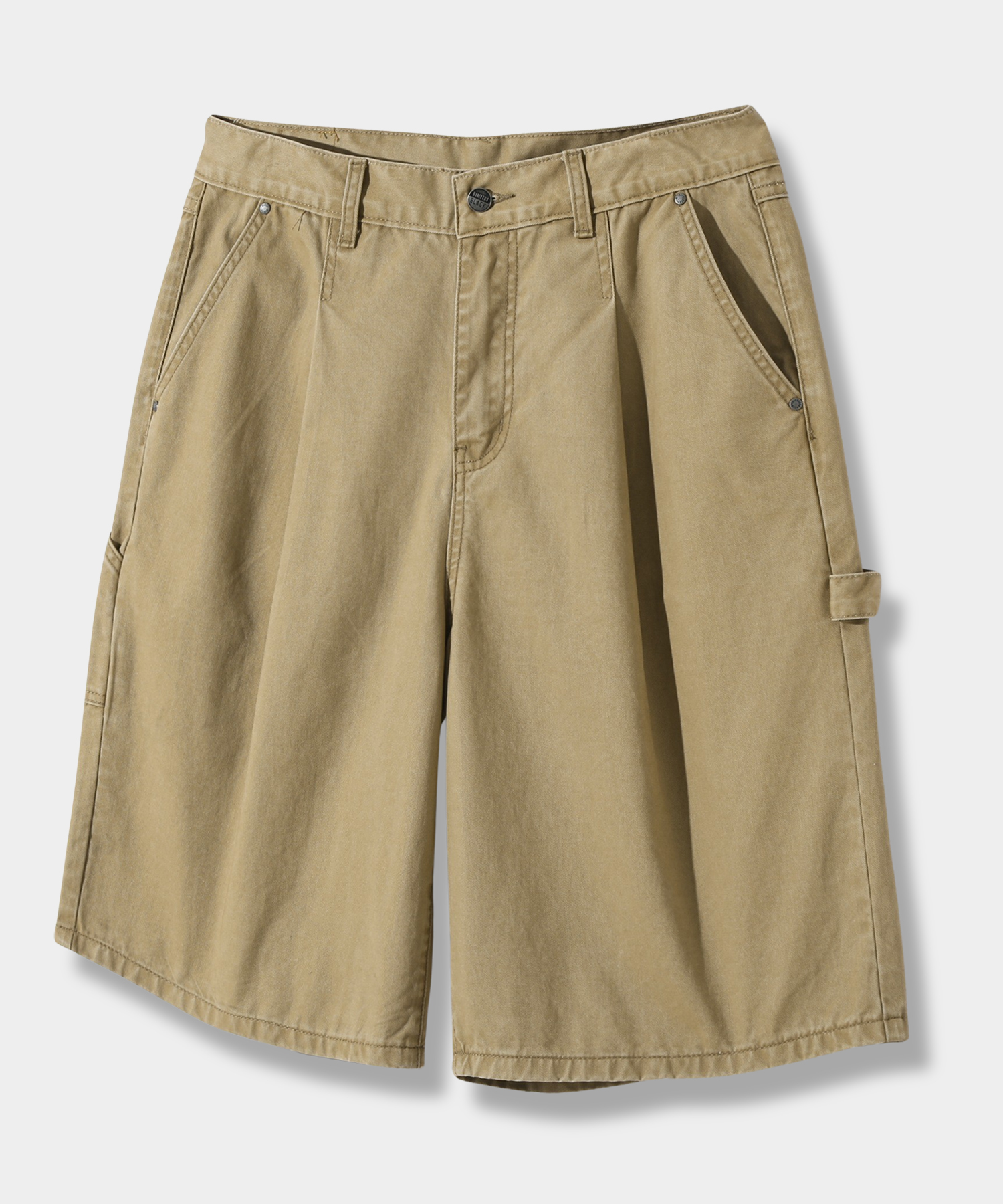 BIO-WASHING CARPENTER BERMUDA COTTON PANTS_BEIGE