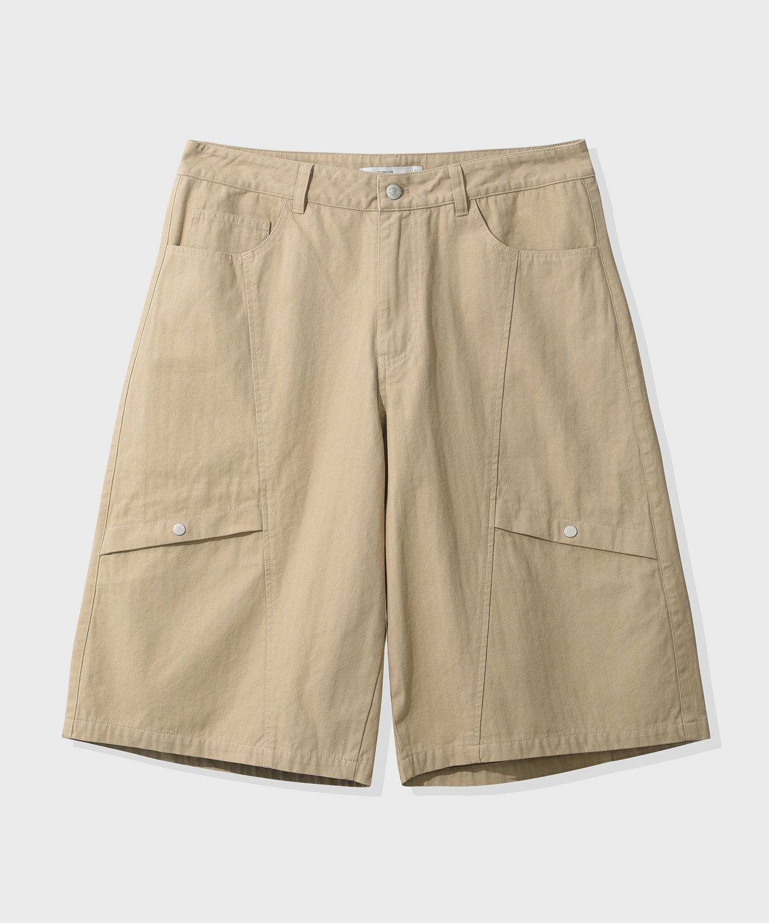 Herringbone Cotton Bermuda Shorts_Beige