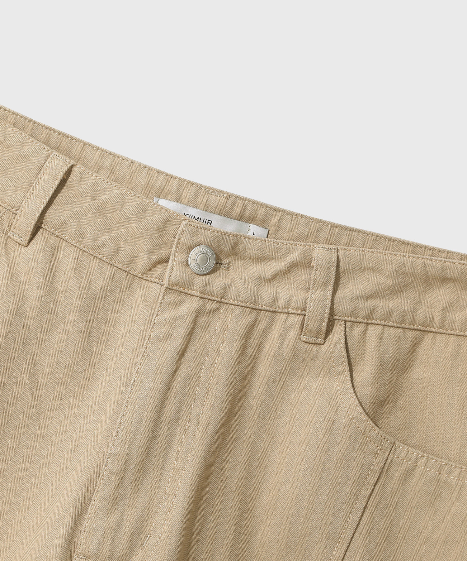 Herringbone Cotton Bermuda Shorts_Beige