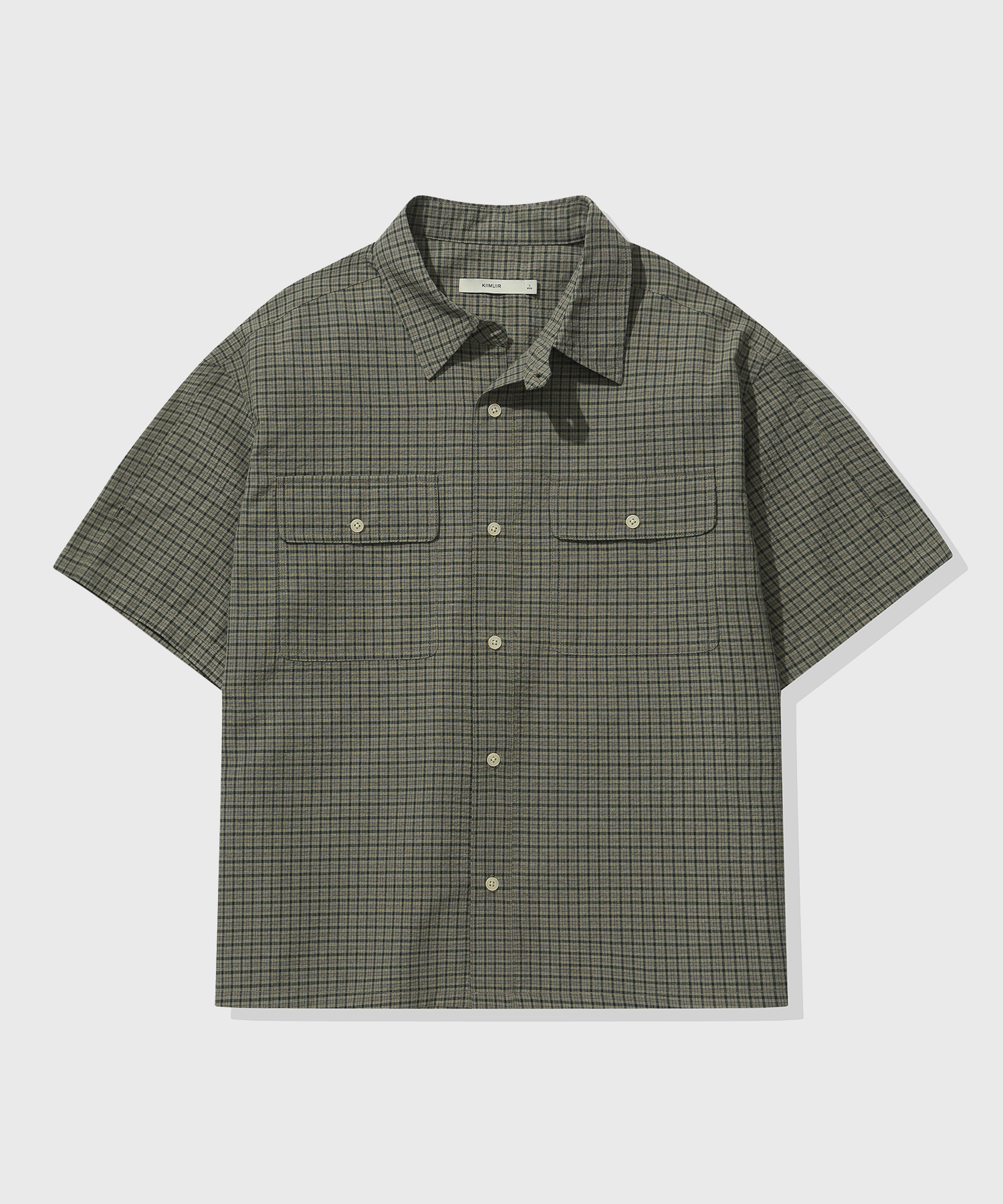 Roll-Up Check Crop Short-Sleeve Shirt_Green