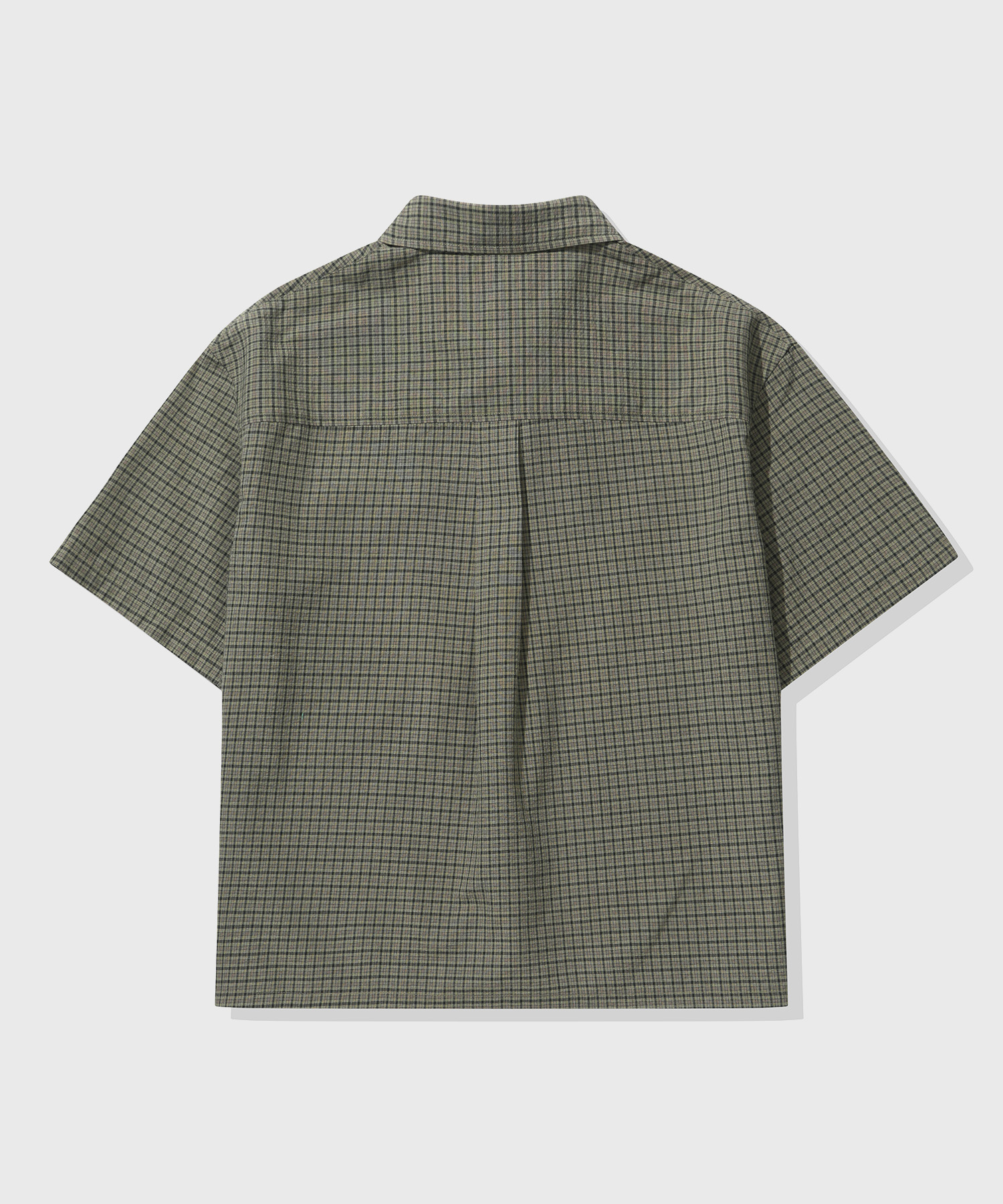 Roll-Up Check Crop Short-Sleeve Shirt_Green