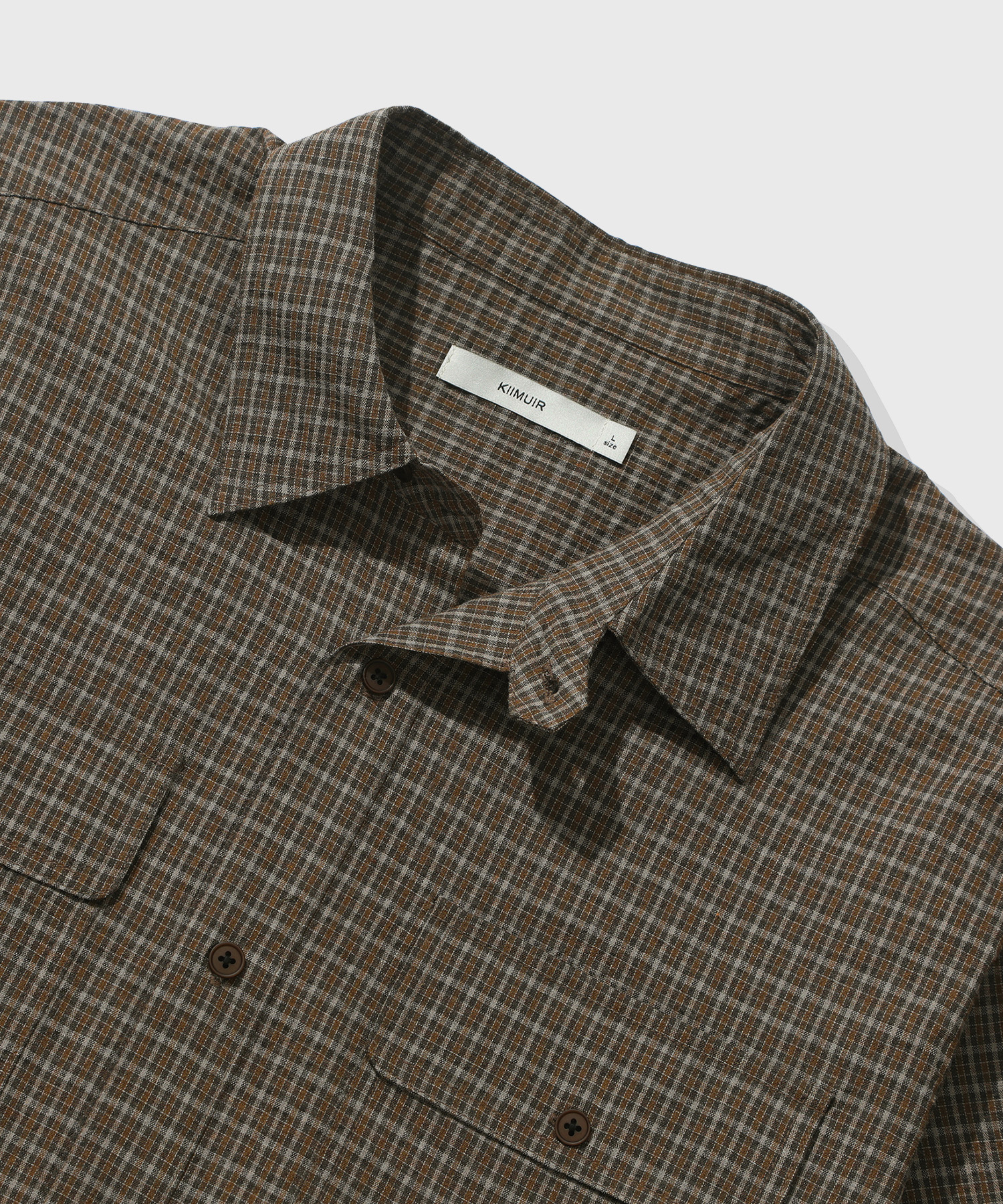 Roll-Up Check Crop Short-Sleeve Shirt_Brown