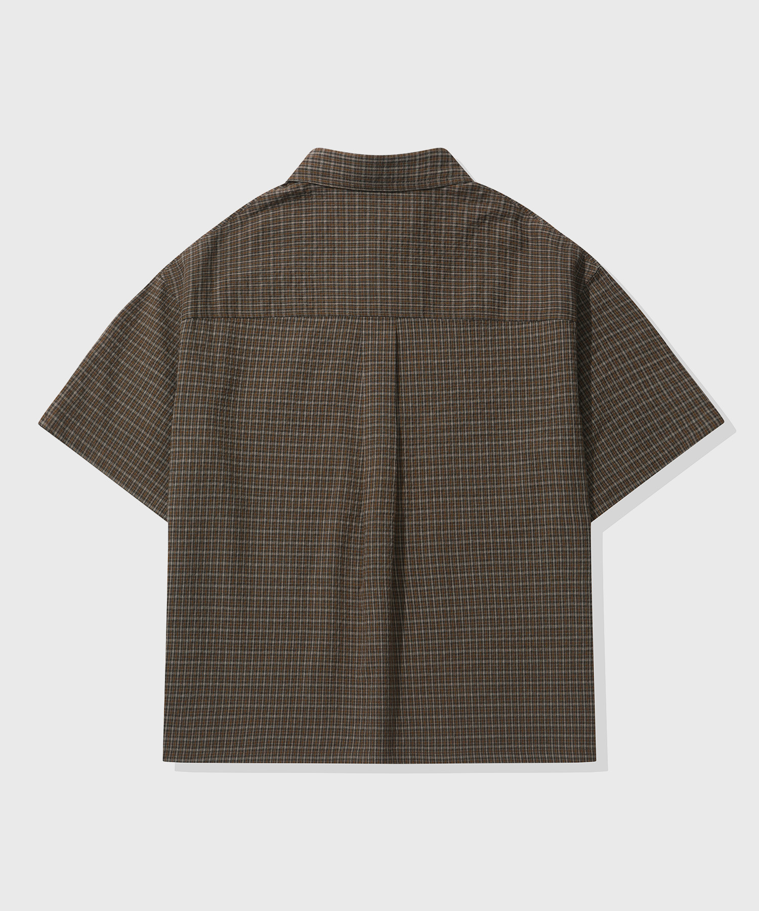 Roll-Up Check Crop Short-Sleeve Shirt_Brown