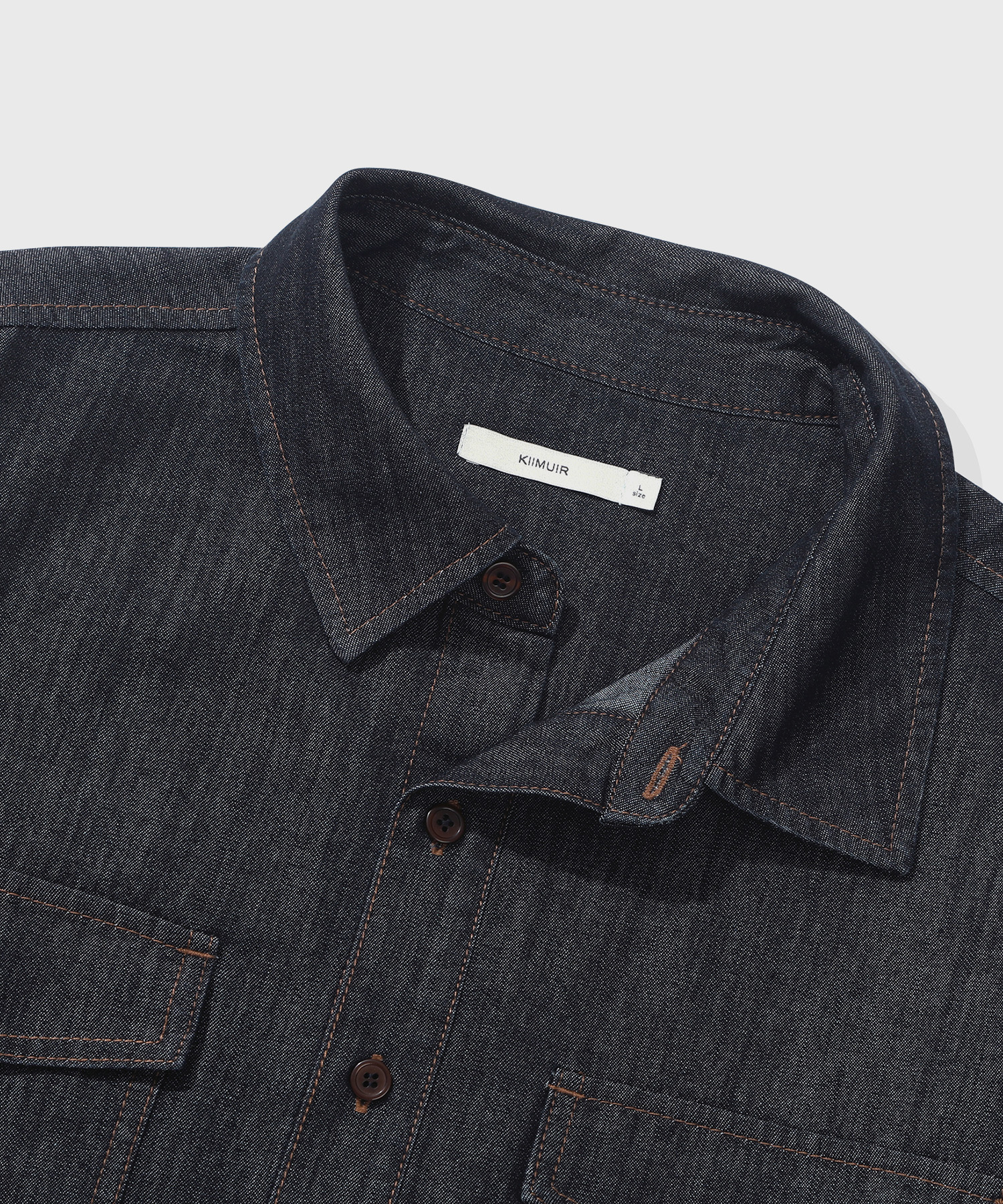 Denim Crop Short-Sleeve Shirt_Indigo