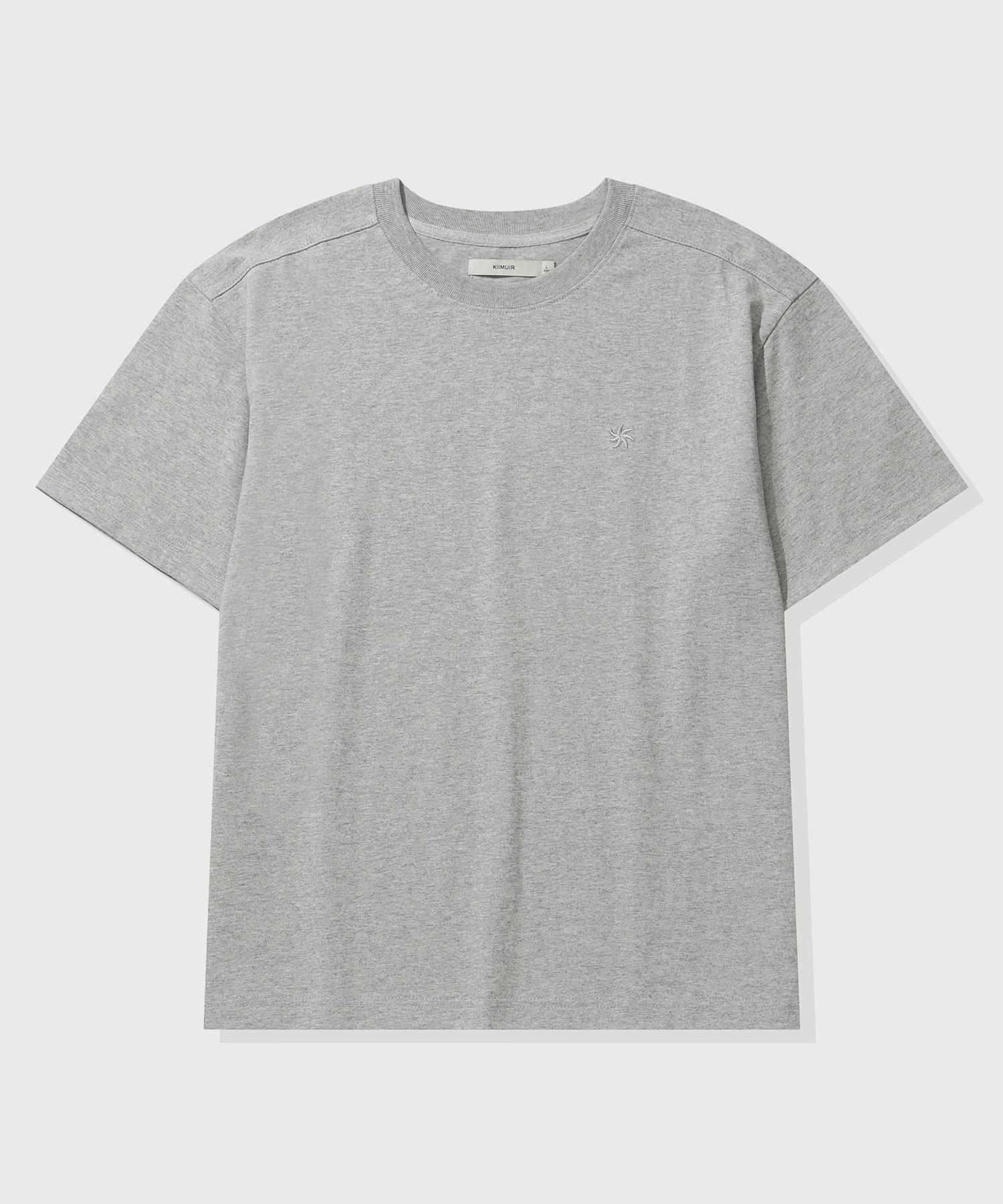 Color-Block Roll-Up Crop Short-Sleeve T-Shirt_Melange Gray