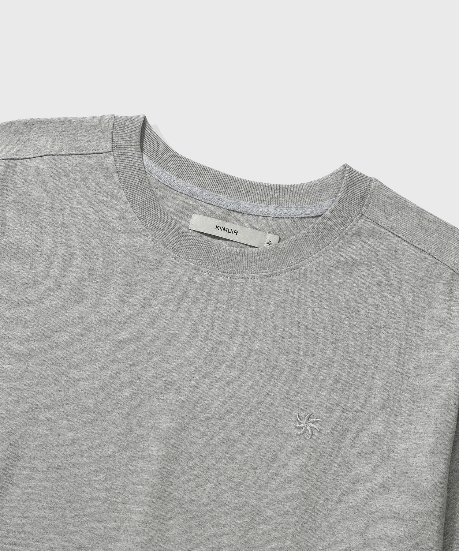 Color-Block Roll-Up Crop Short-Sleeve T-Shirt_Melange Gray