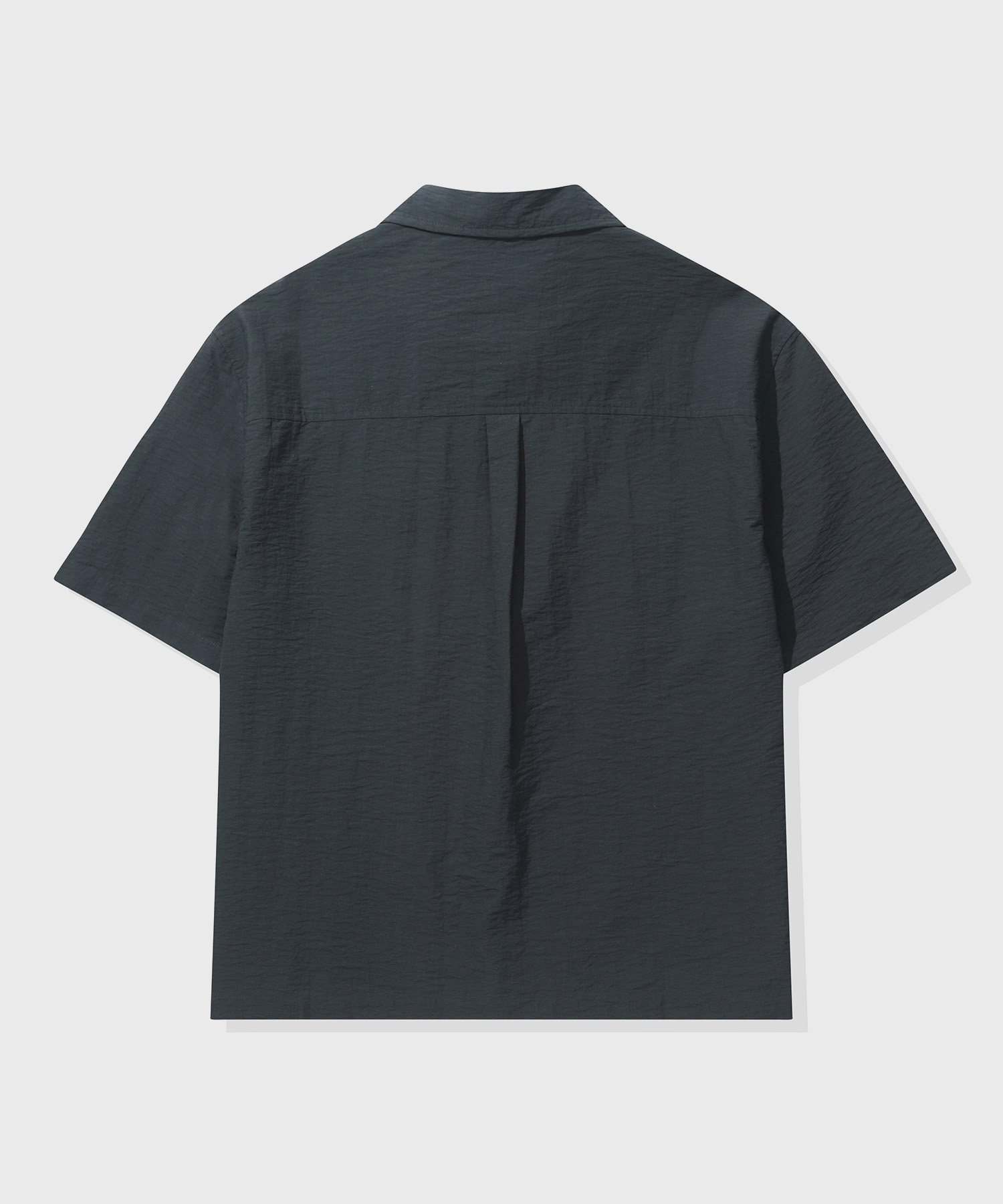 Guayabera Open Collar Crop Shirt_Charcoal