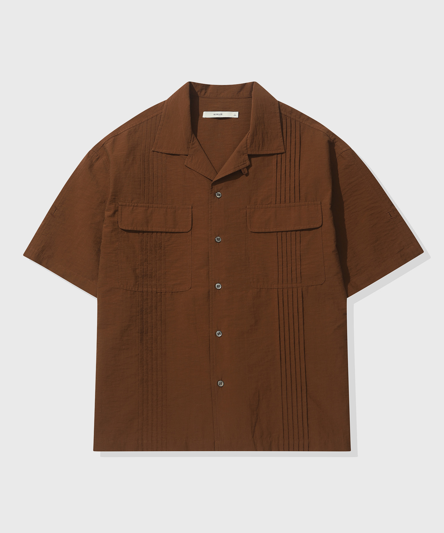 Guayabera Open Collar Crop Shirt_Brown