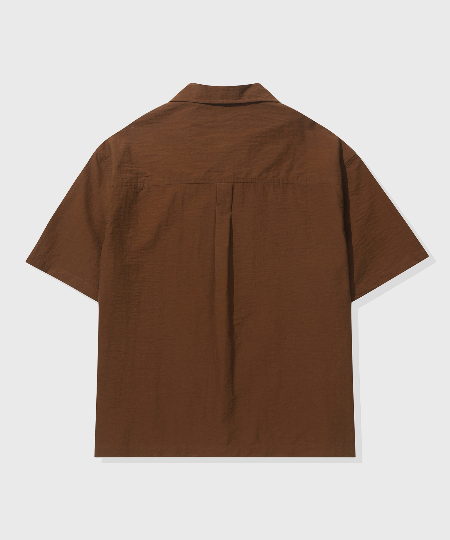 Guayabera Open Collar Crop Shirt_Brown