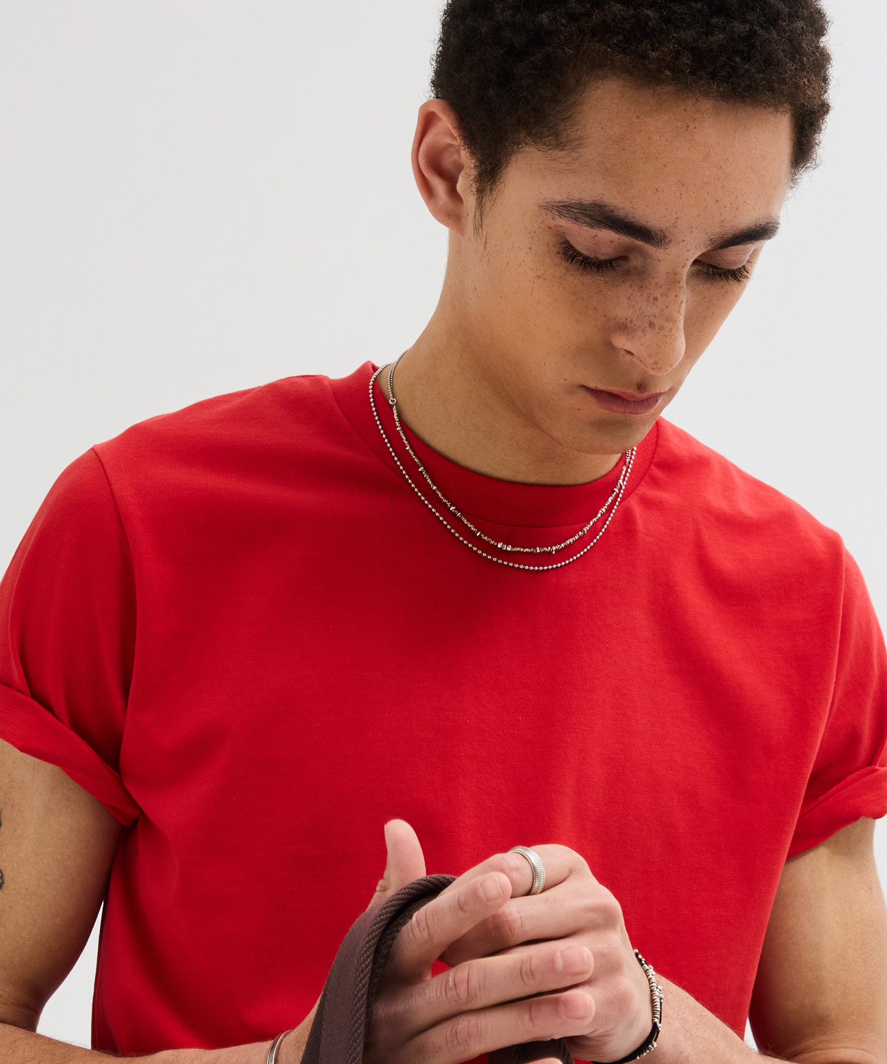 90s Vintage Fit Washed T-shirt [Red]