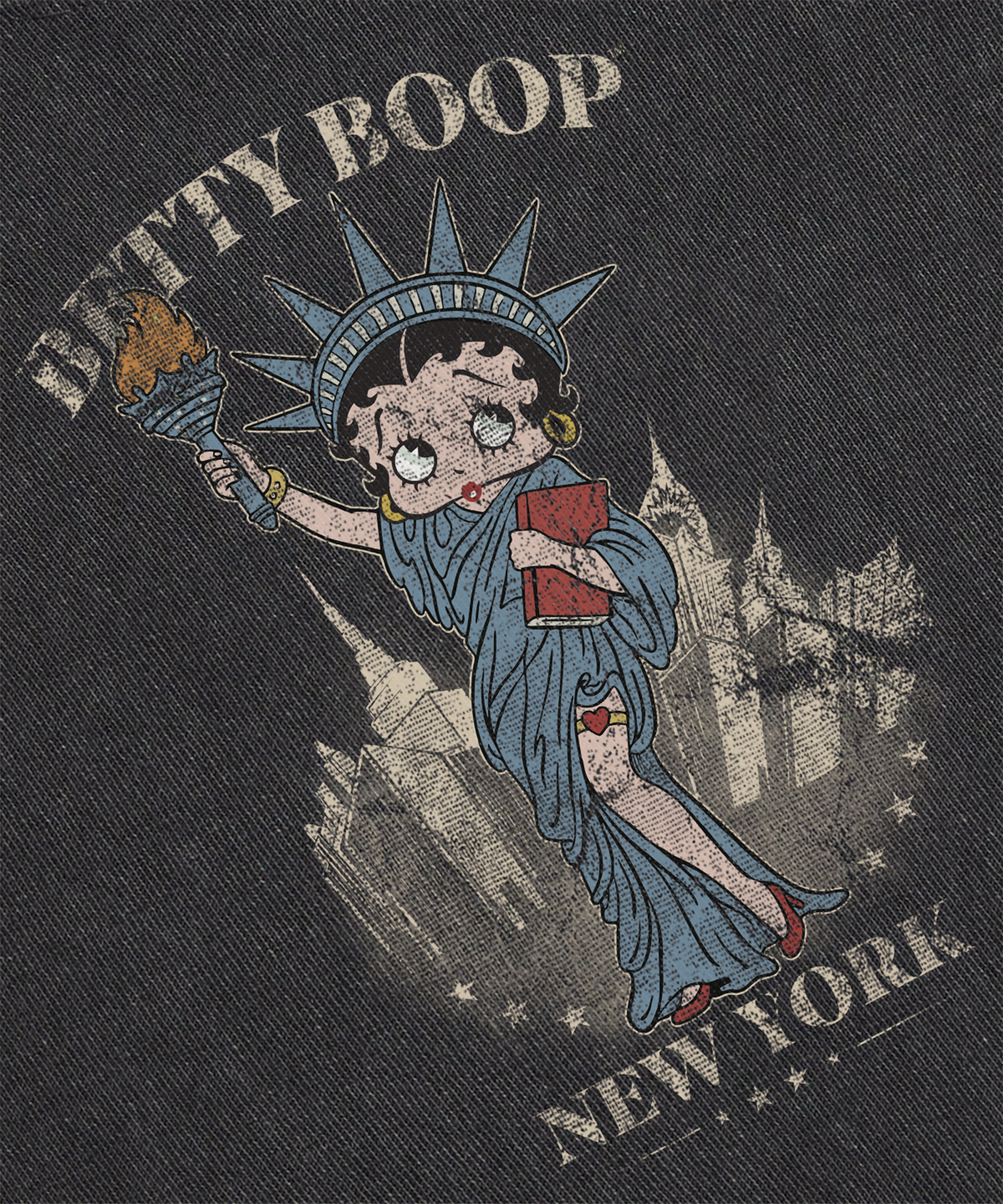 BETTY BOOP IN NEW YORK Oversized T-Shirt_Charcoal