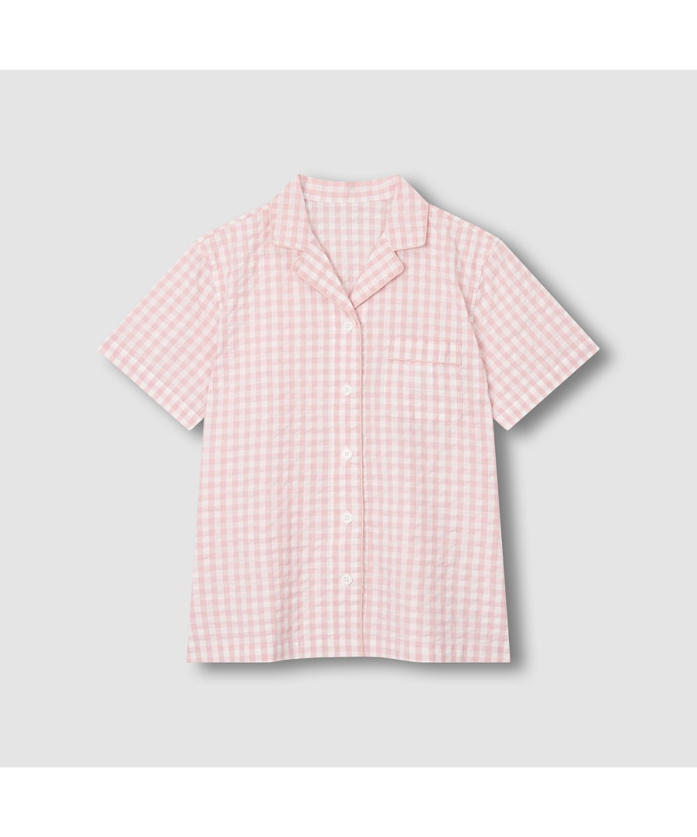 Женская пижама с шортами из сирсакера_Light Pink