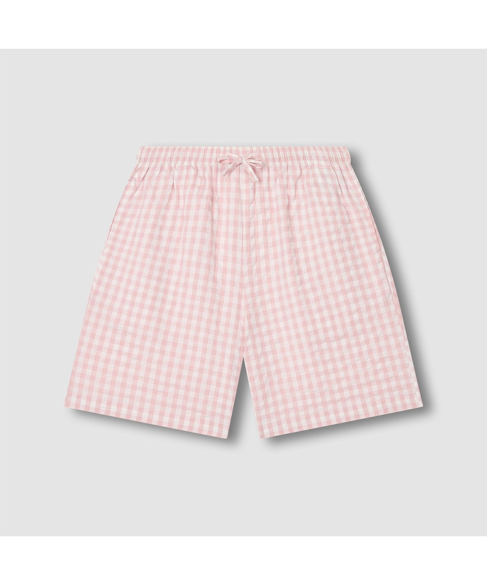 Женская пижама с шортами из сирсакера_Light Pink
