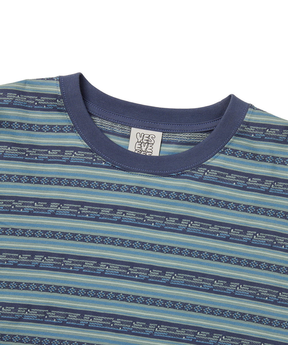 Y.E.S JACQUARD Полоска Футболка Синий