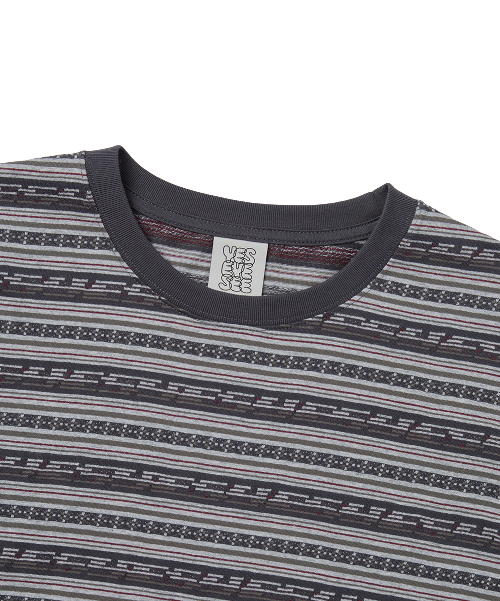 Y.E.S JACQUARD Полоска Футболка Уголь
