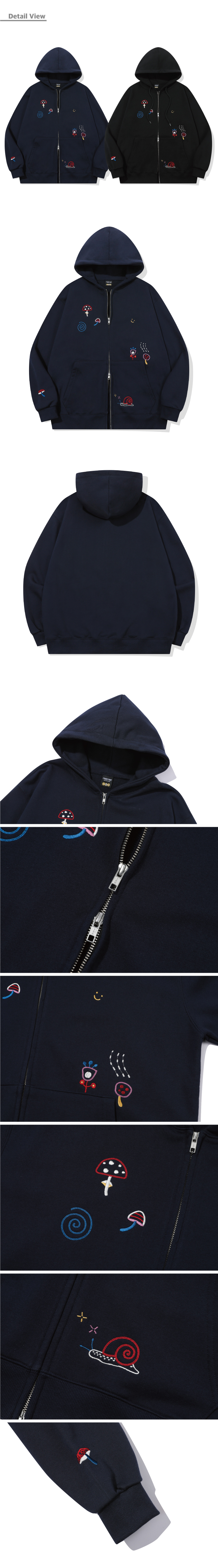 2-WAY STITCH HOOD ZIP-UP - 2 COLORS NAVY