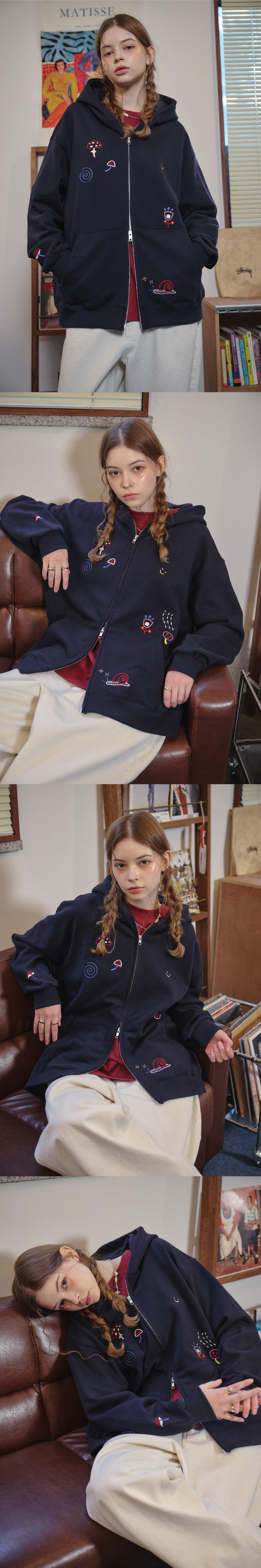 2-WAY STITCH HOOD ZIP-UP - 2 COLORS NAVY