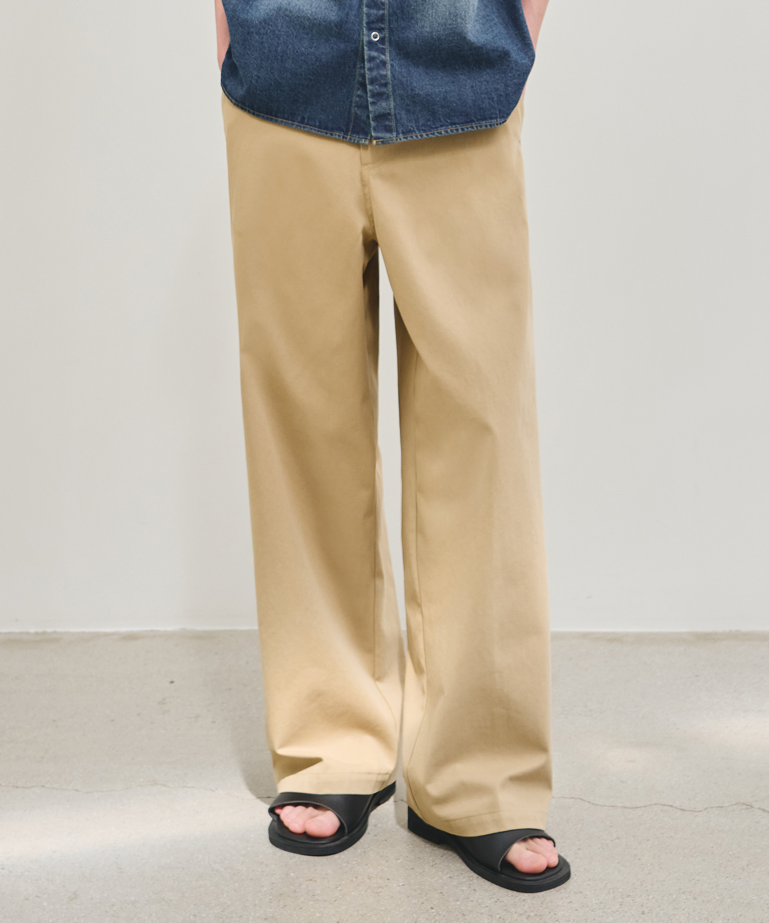 WASHED SEMI WIDE COTTON CHINO Брюки [ 3 COLOR ]