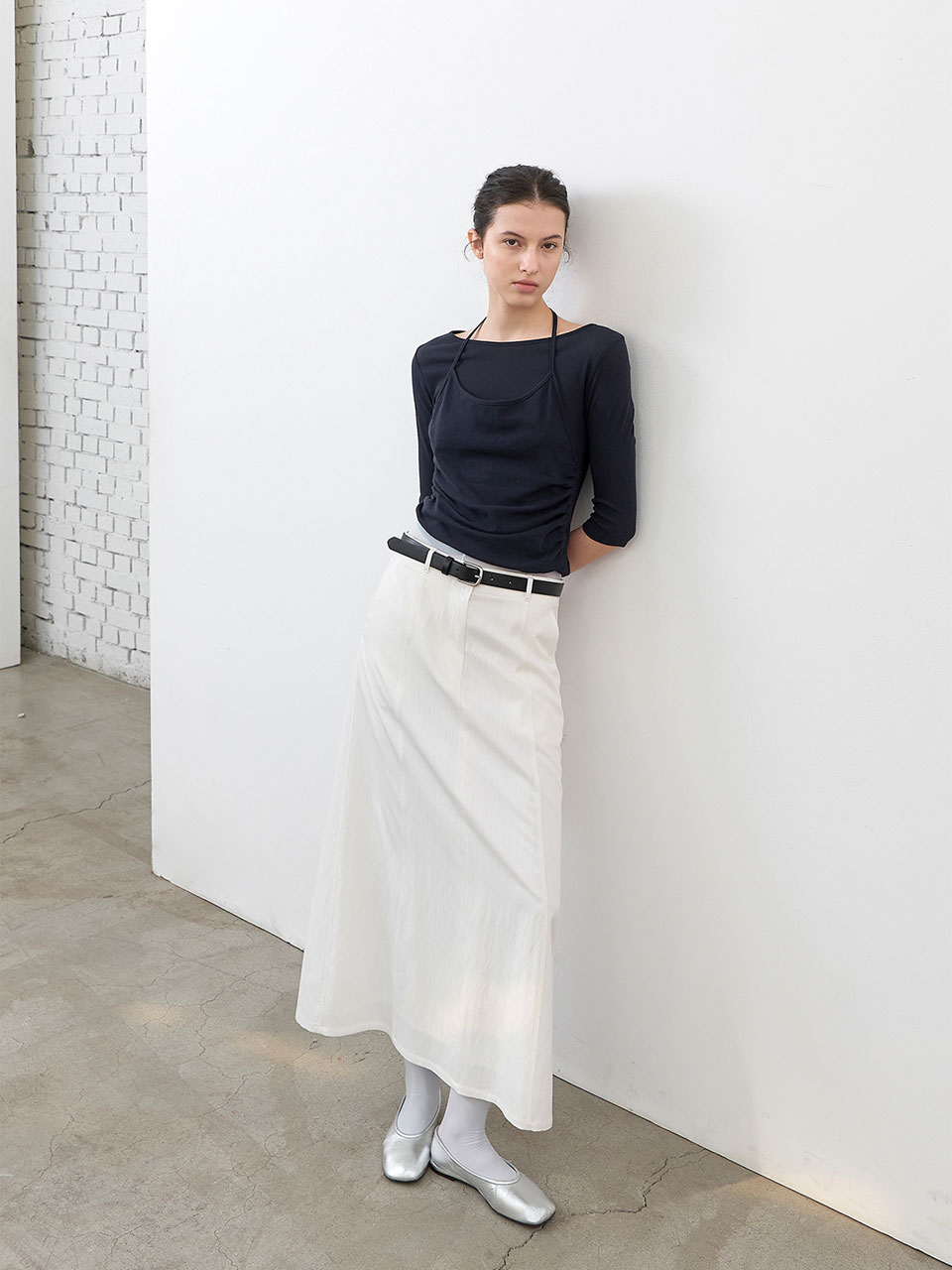 HALTER LAYER SHRRING TEE (T-7208)