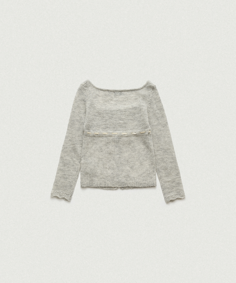 Velin галстук Mohair трикотаж Cardigan_Light серый