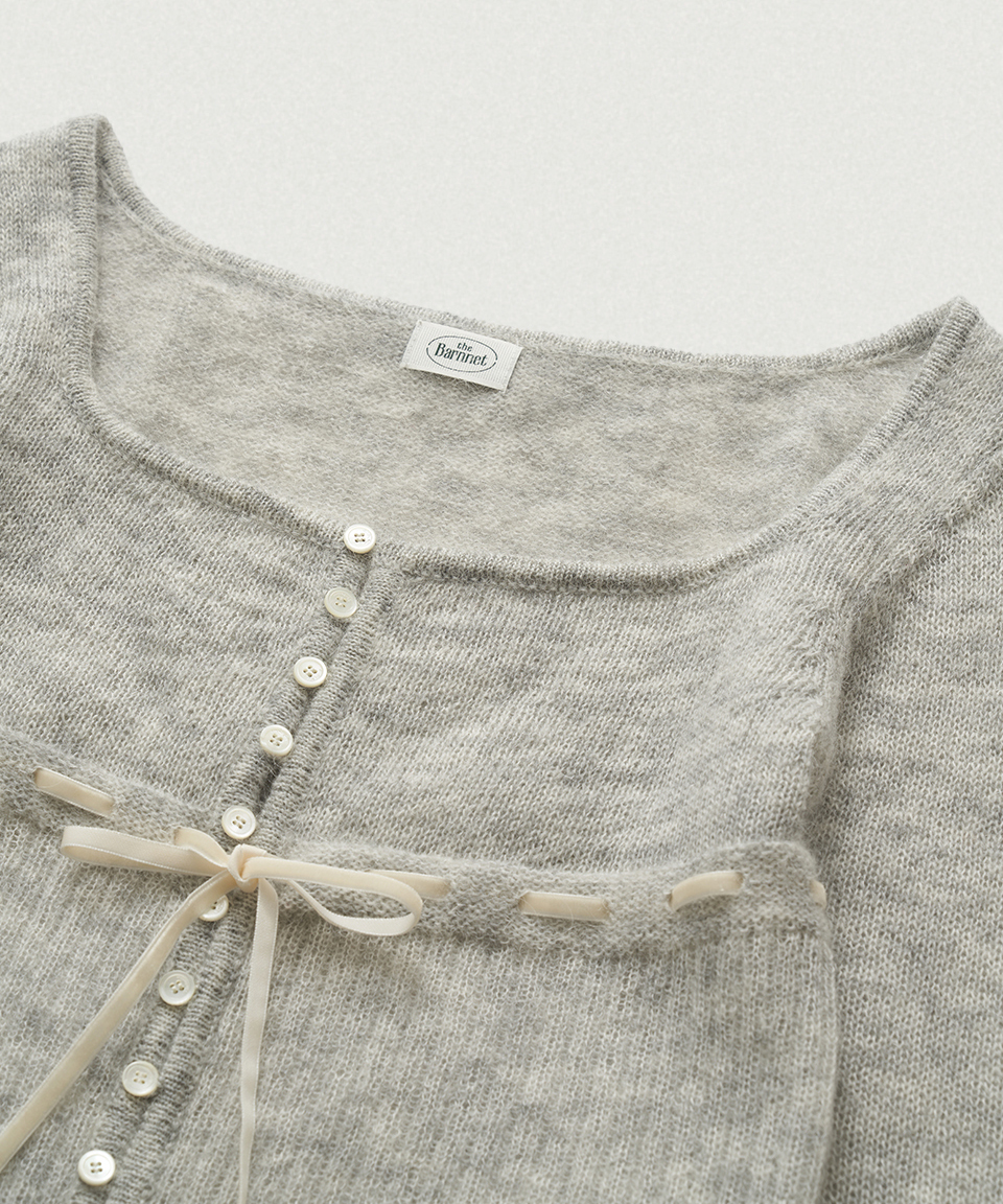 Velin галстук Mohair трикотаж Cardigan_Light серый