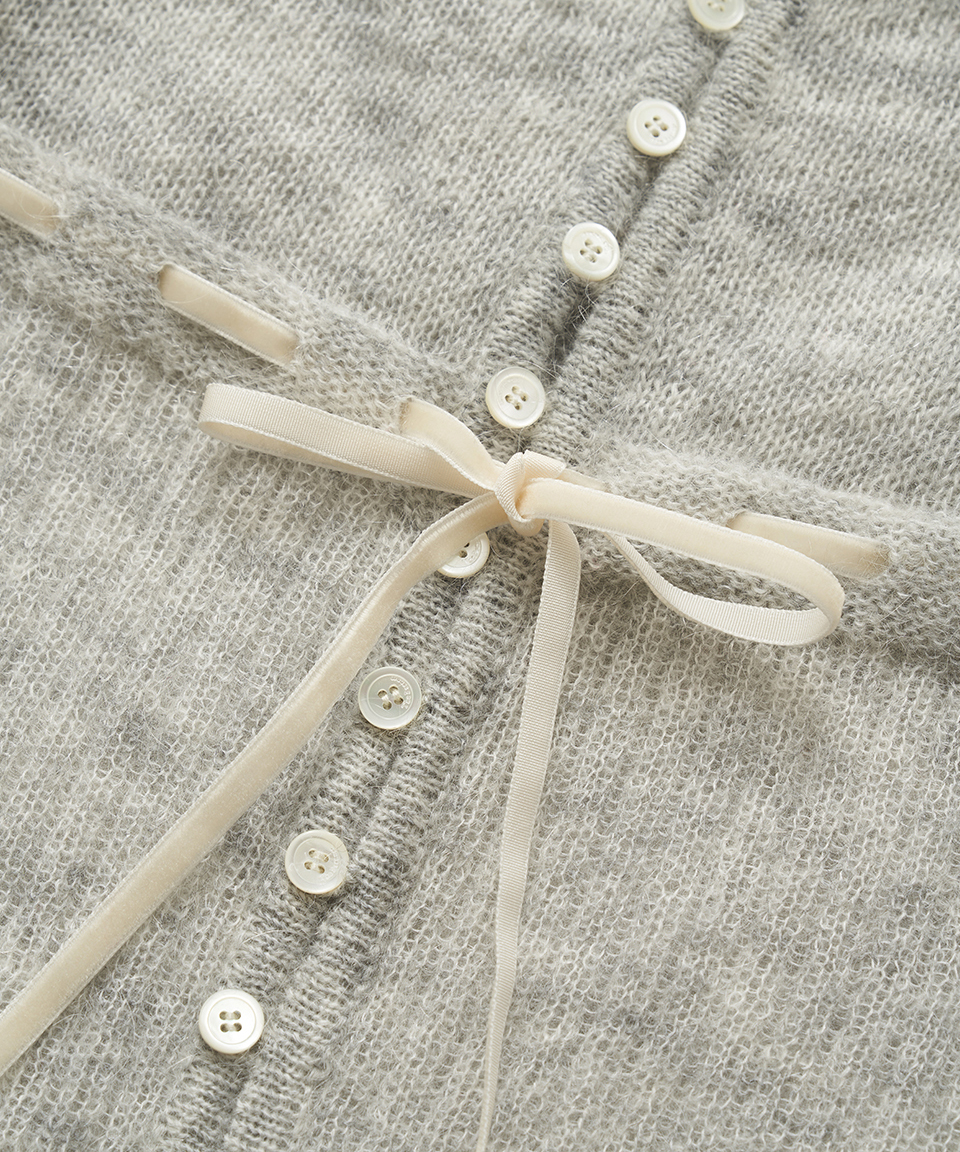Velin галстук Mohair трикотаж Cardigan_Light серый