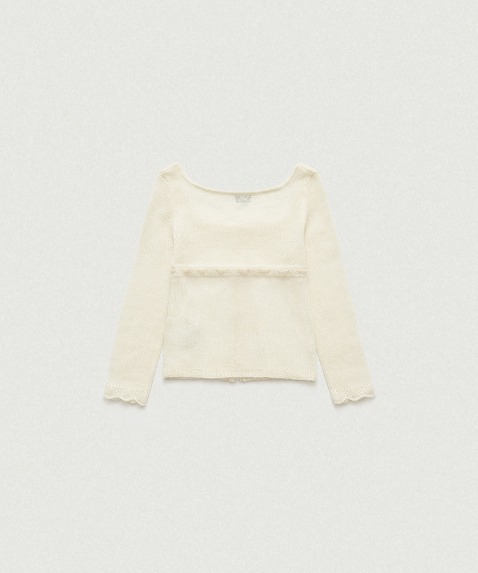 Velin галстук Mohair трикотаж Cardigan_Ivory