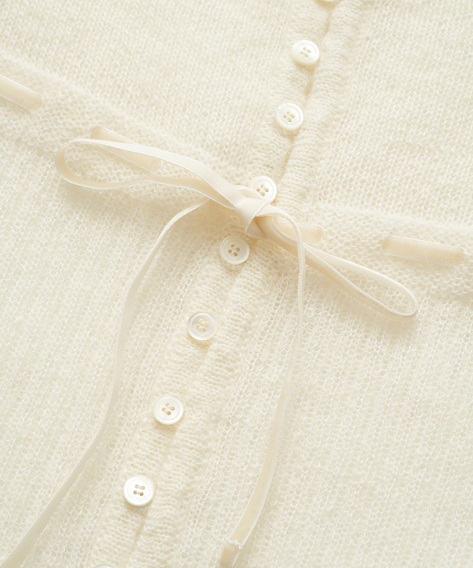 Velin галстук Mohair трикотаж Cardigan_Ivory