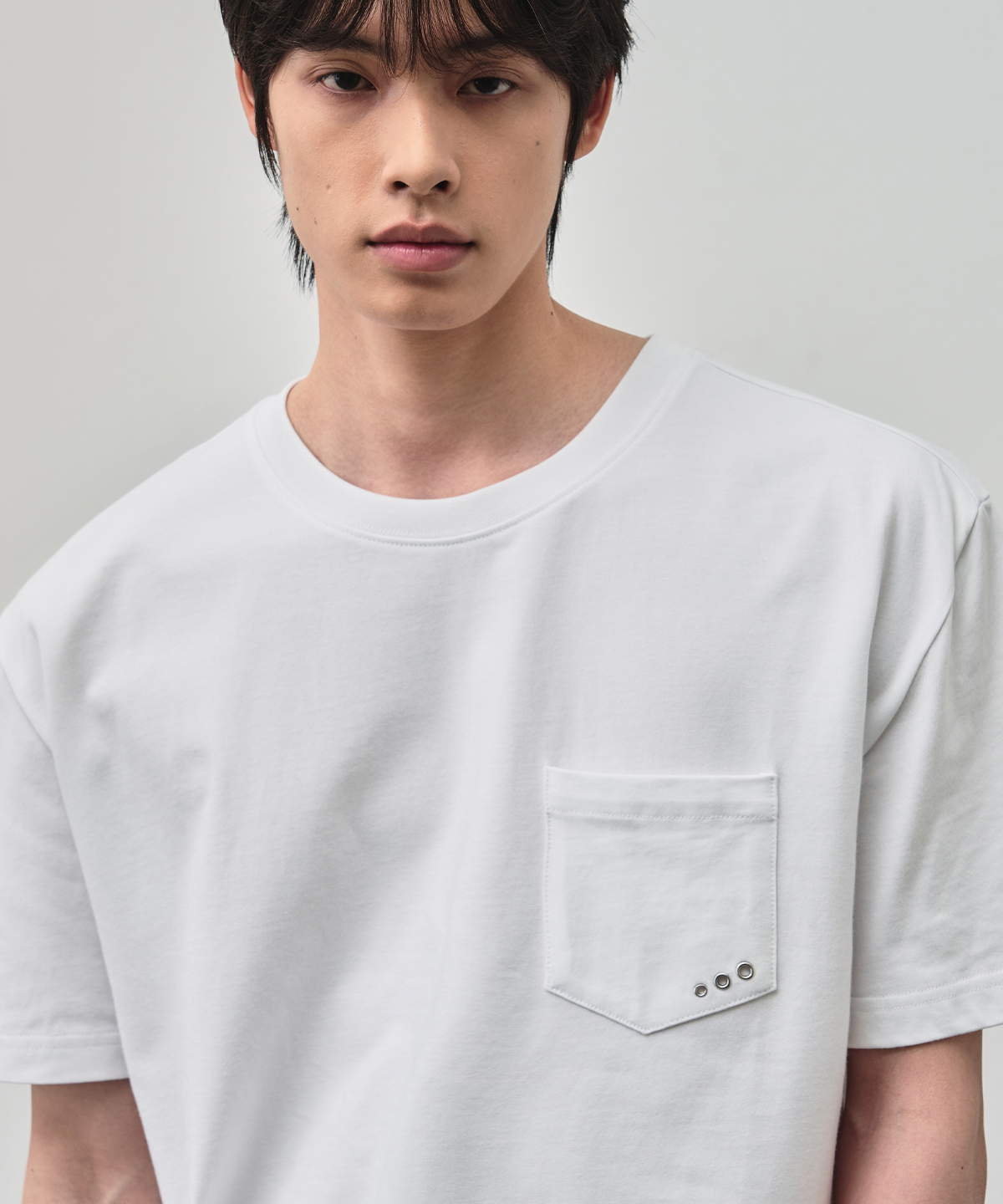 FLOW EYELET POCKET CROP HALF T-рубашка [3COLOR]