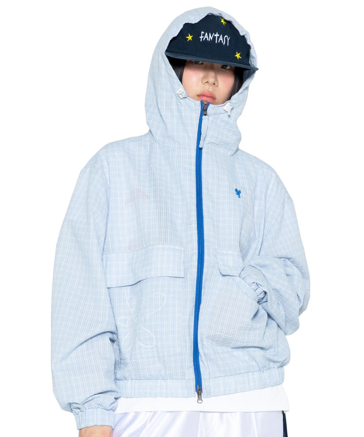 Glac x Zikku GZJ002 Merlin сирсакер клетка ветровка Sky Blue