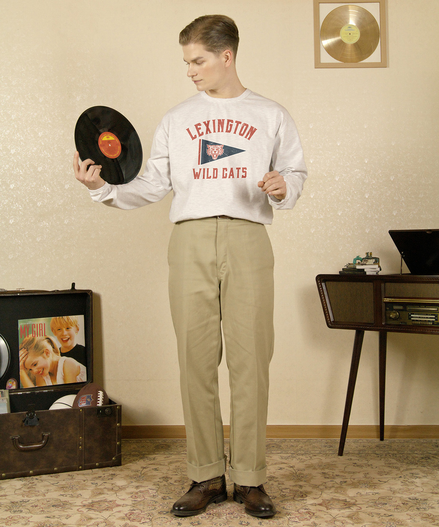 Lexington Wild Cat Vintage белый Melange Semi Over Fit длинный Sleeve