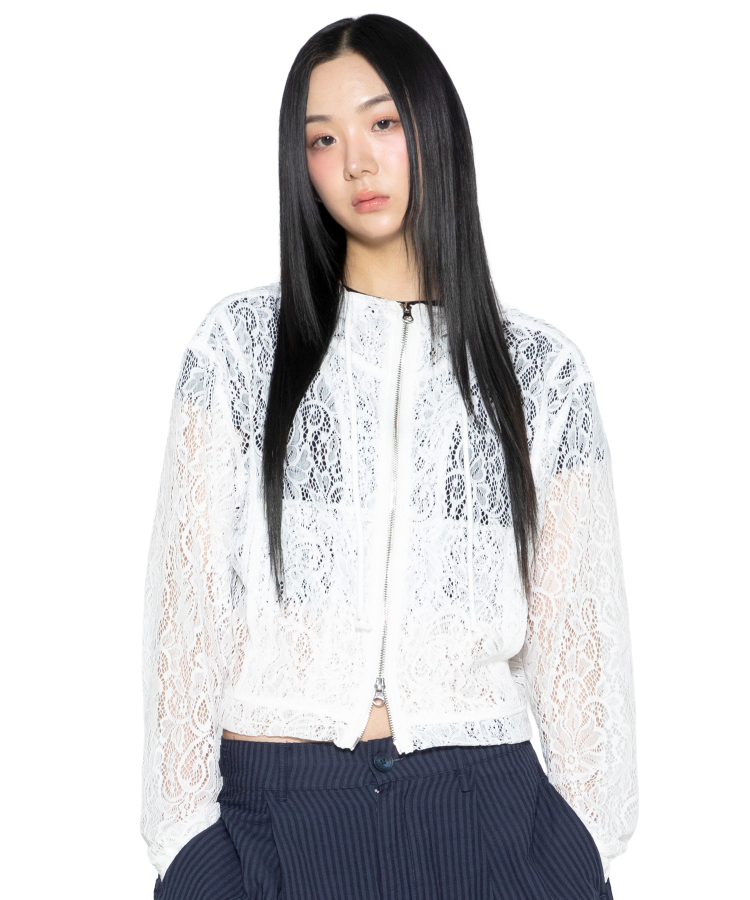 Прозрачная кружевная куртка GZJ001 (WHITE)