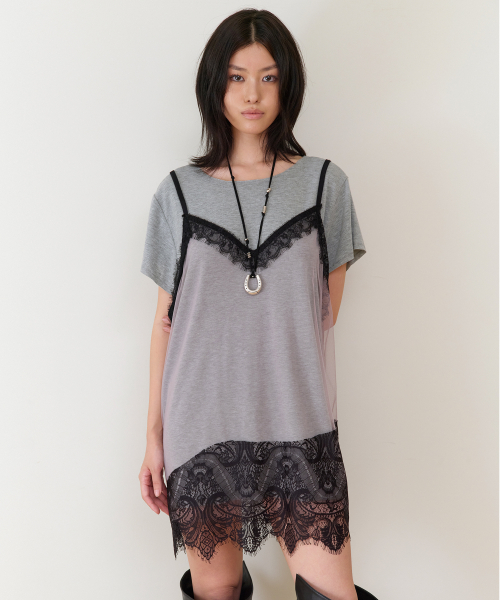 LACE LAYERED ONE-PIECE (W) GREY