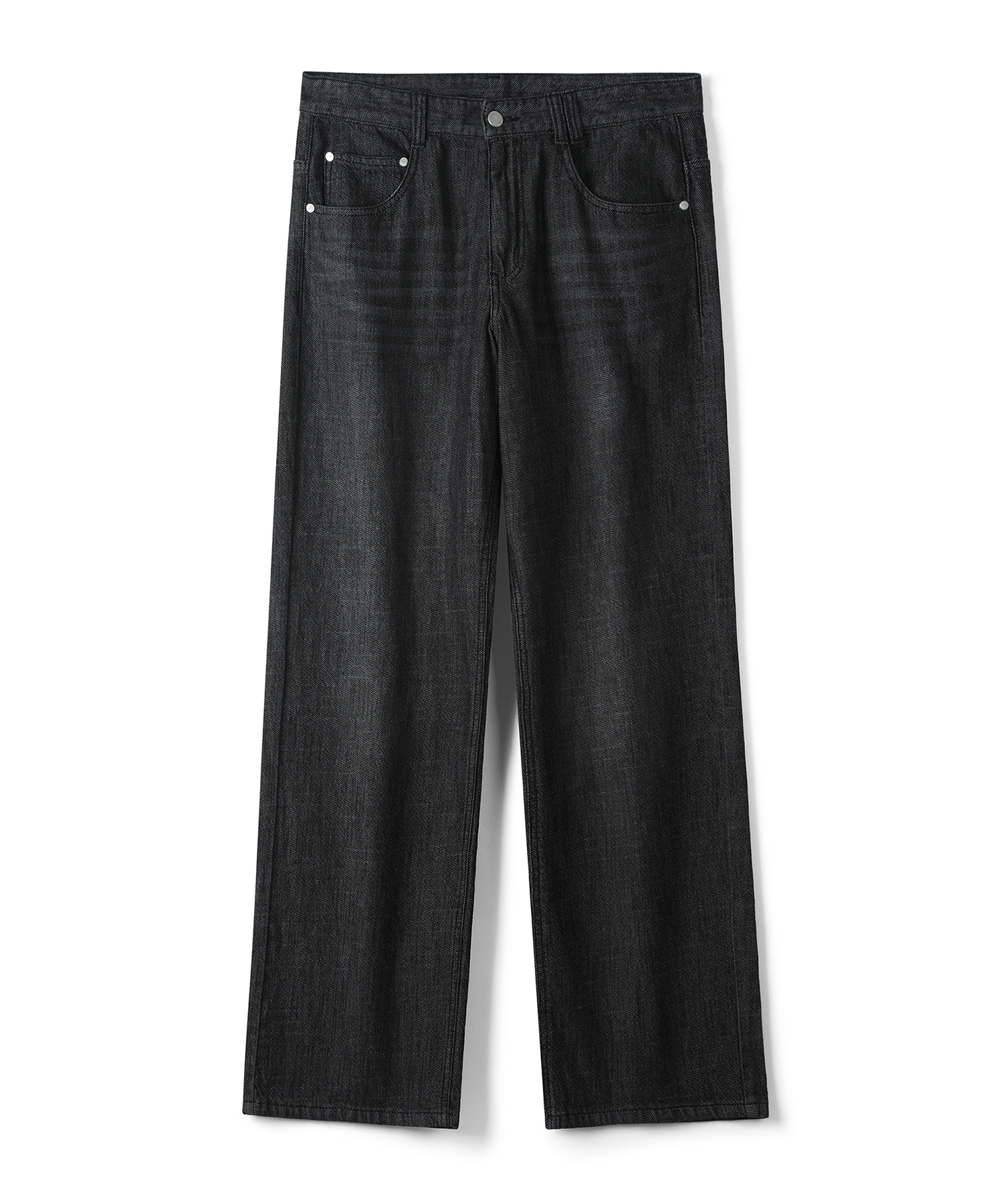 Linen Like Mid Rise Wide Jeans DCPT039Black