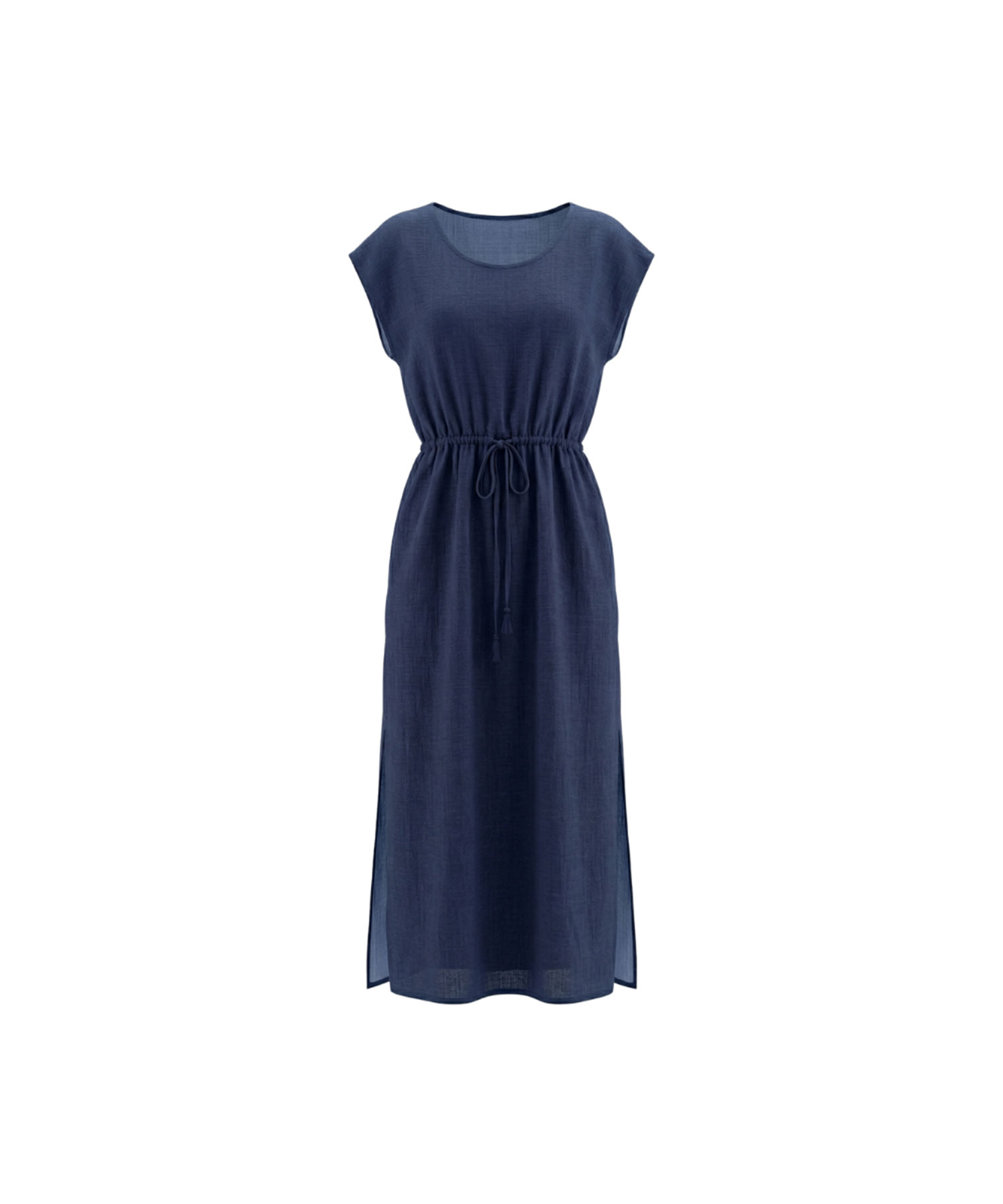 Dace Side Slit Long Dress Coverup - Navy