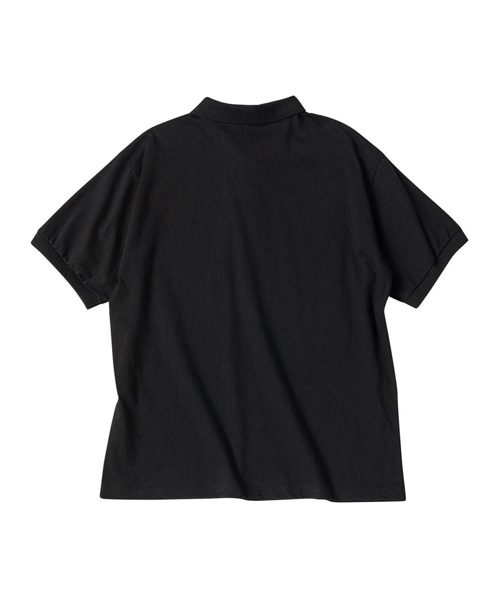 Untitled Crest Polo Crop Short Sleeve Black