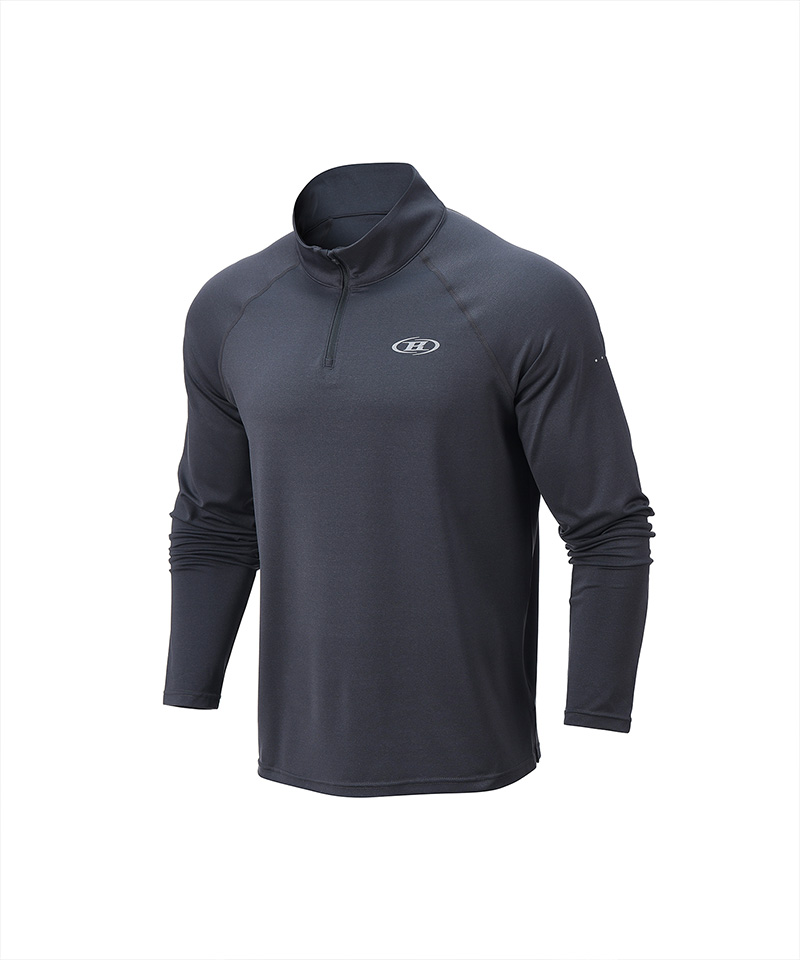 SYMBOL B SEMI MUSCLE FIT HALF ZIP-UP LONG SLEEVE [CHARCOAL]