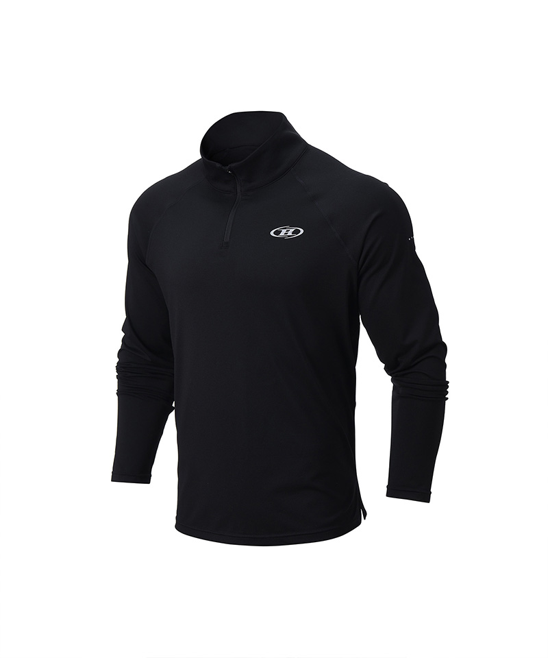 SYMBOL B SEMI MUSCLE FIT HALF ZIP-UP LONG SLEEVE [BLACK]
