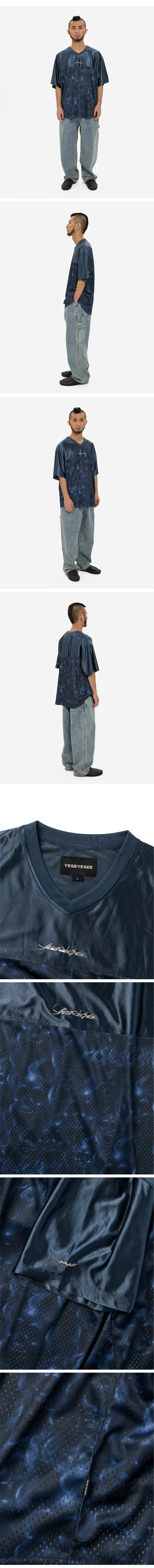 Y.E.S Skull Mesh Tee Navy