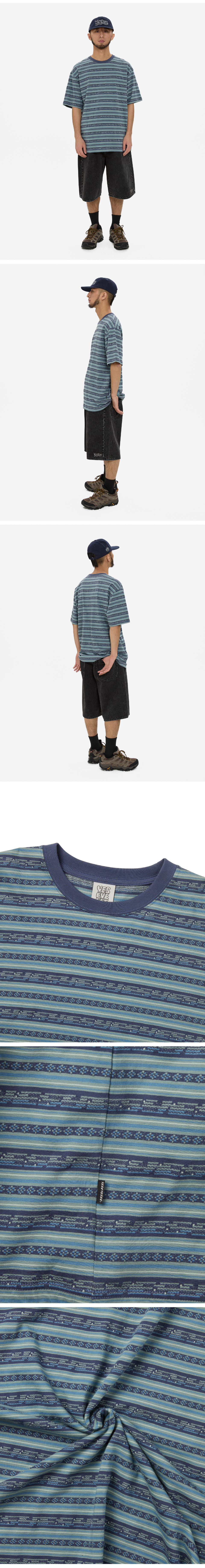 Y.E.S Jacquard Stripe Tee Blue