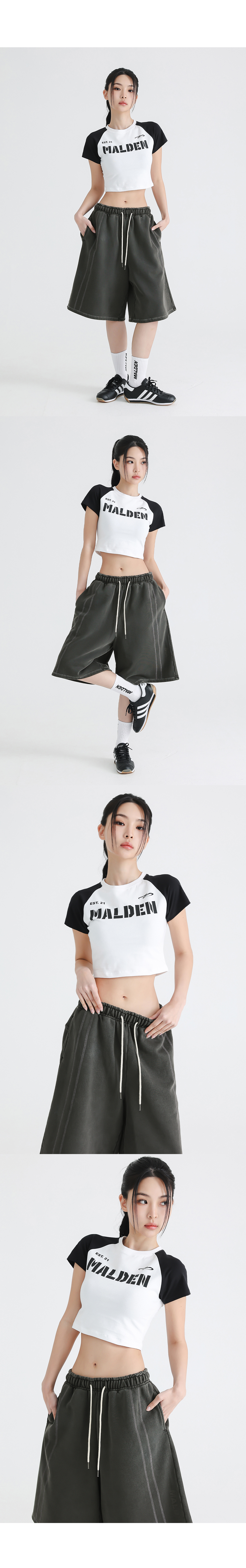 CONTRAST LETTERING CROP T-SHIRT - 3 COLORS