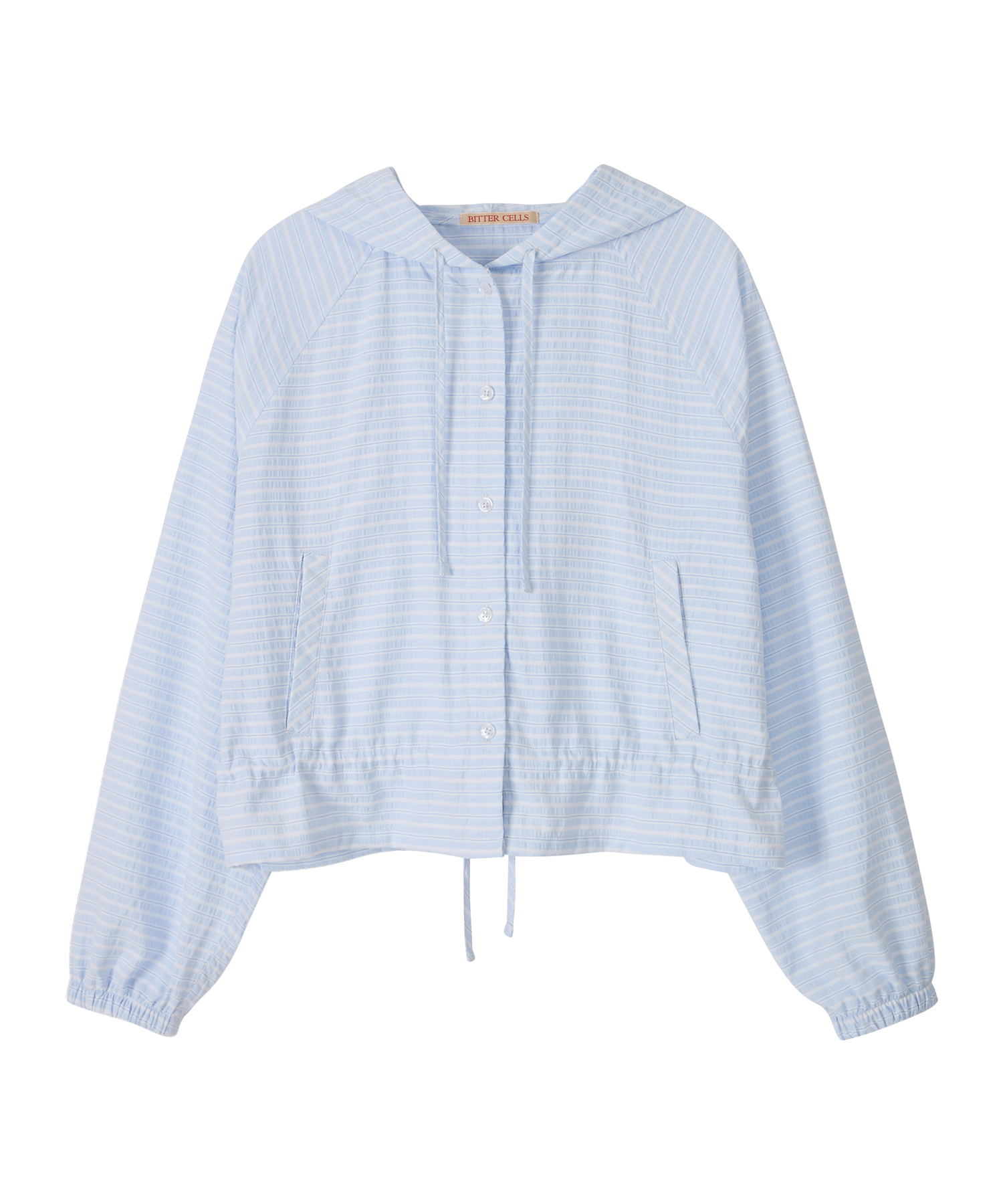 Cindy Hoodie Crop Shirt Jacket-Light Blue