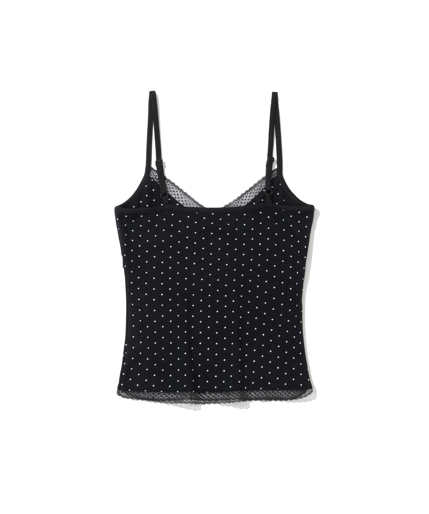 W Polka Dot Lace Trim Sleeveless - Black