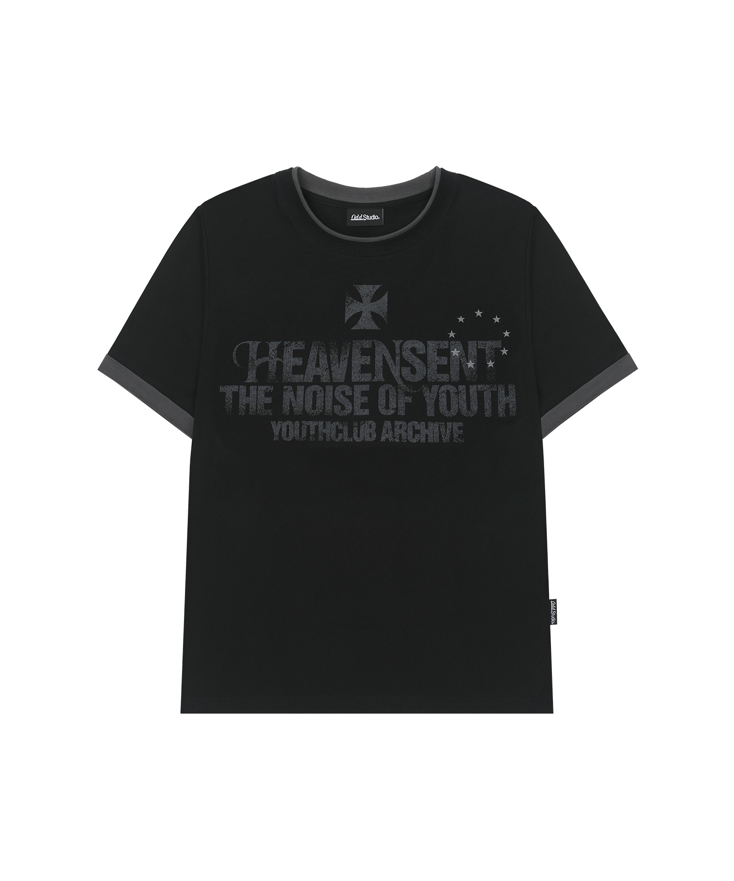 Heaven Sent Color Layered Roll-up T-shirt - BLACK