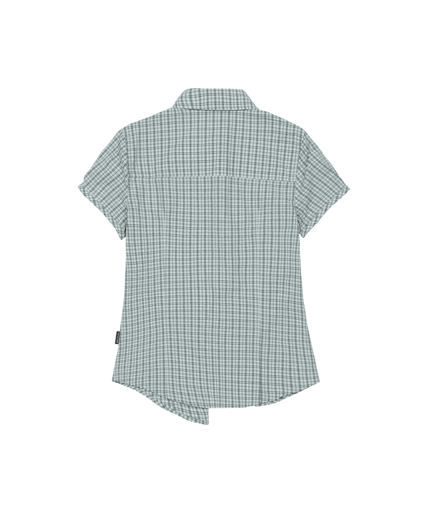 Side Button Slim Fit Check Half Shirt - MINT
