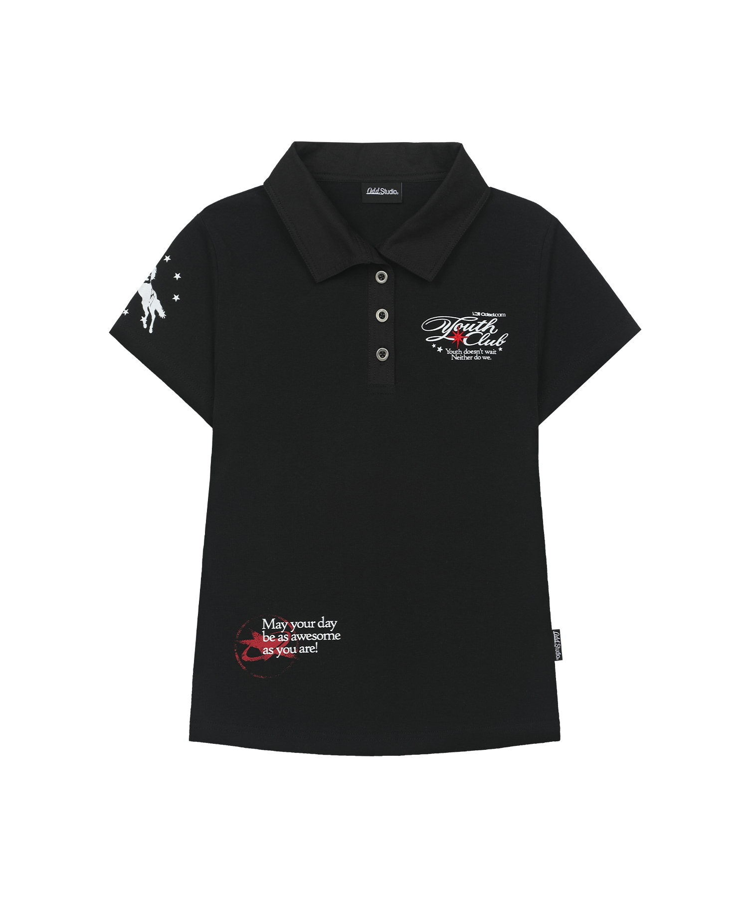 Kitsch Graphic Collared Shirt - BLACK