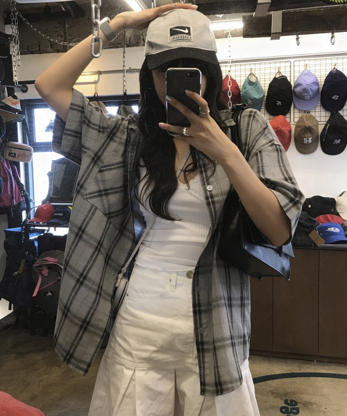 Signature Check Short Sleeve Shirt [Gray] thumbnail 6