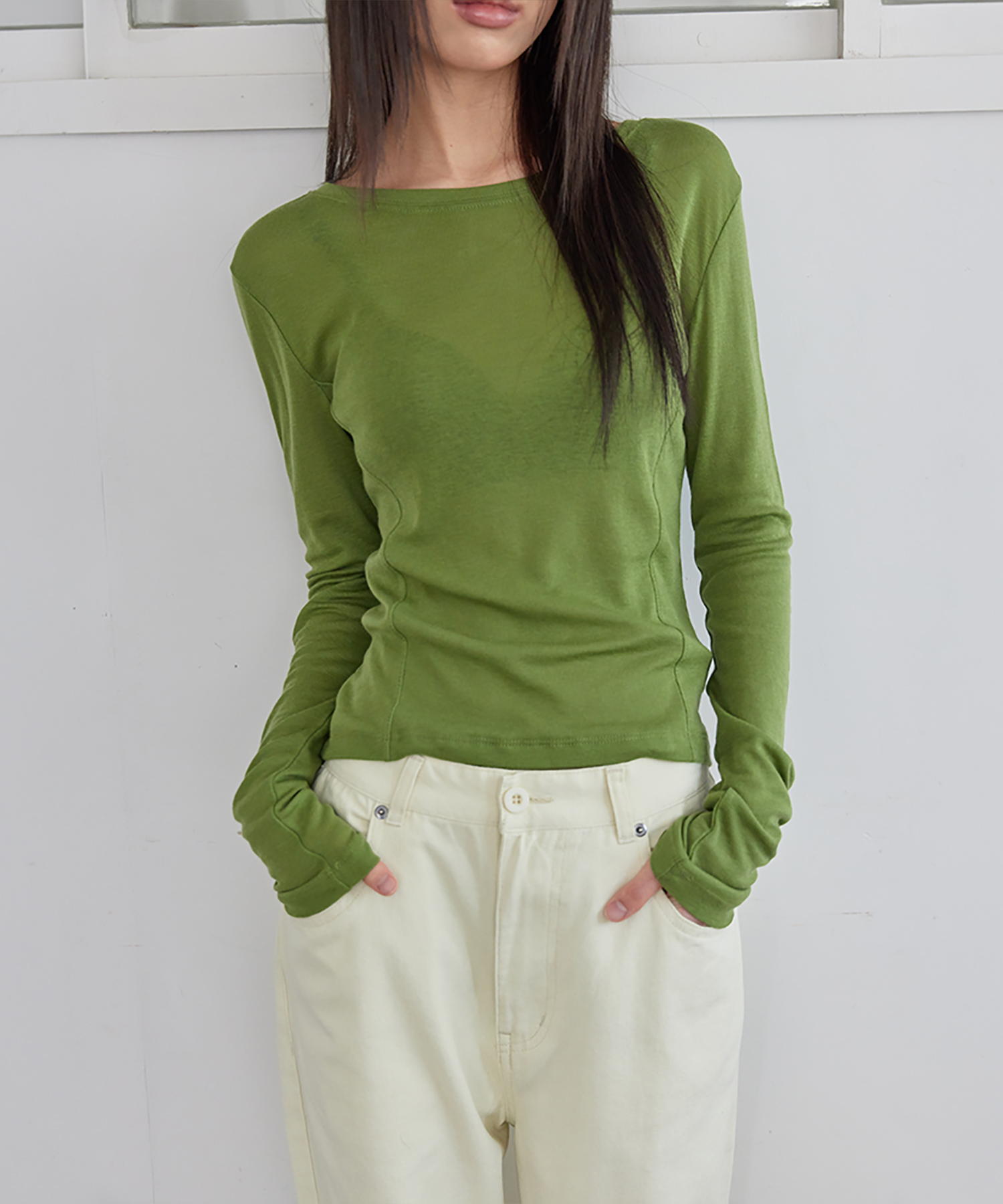 Layeкрасный Sheer Tencel Футболка, оливковый