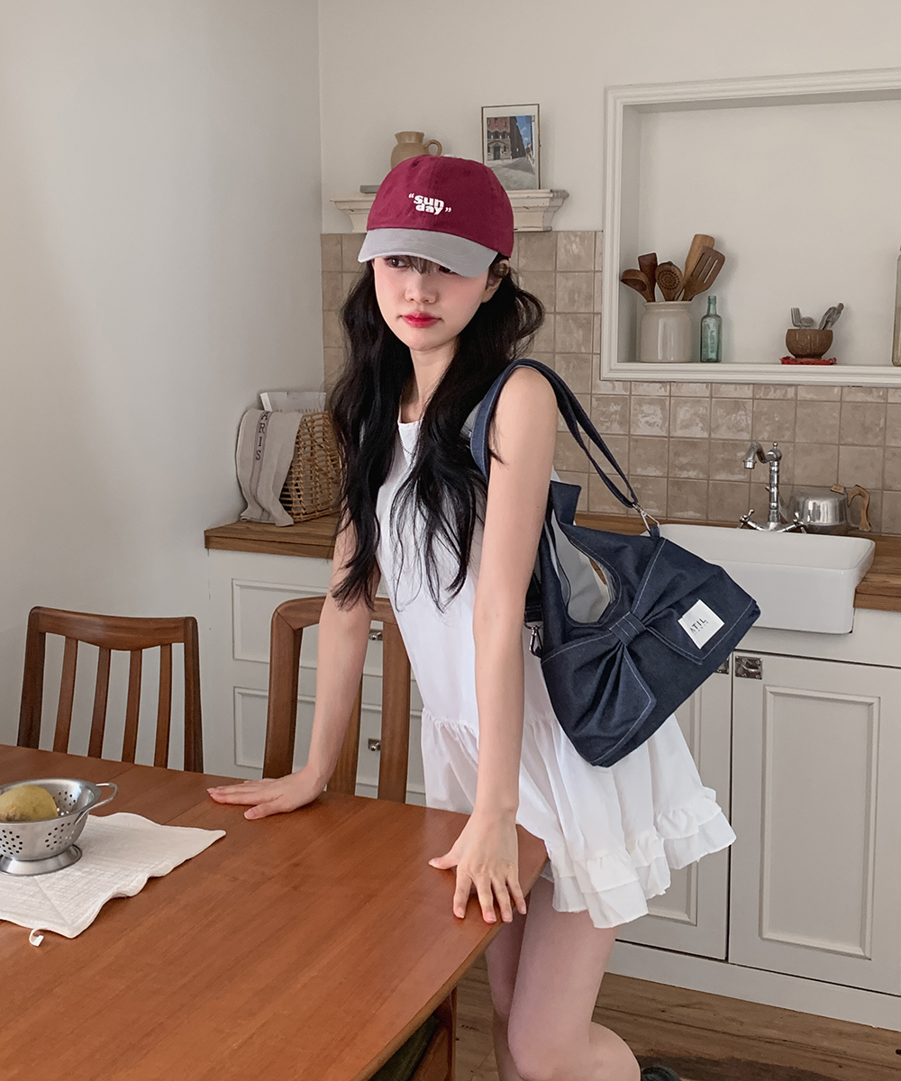 Denim Dewy Mini Ribbon Tote Shoulder & Crossbody Bag _ Musinsa Edition [синий]